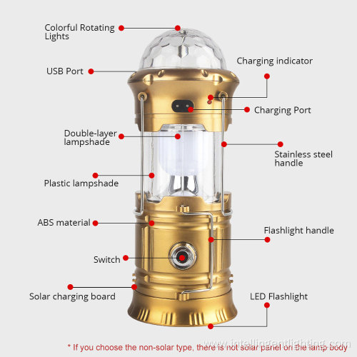 Rechargeable Portable Solar LED Emergency Camping Lantern